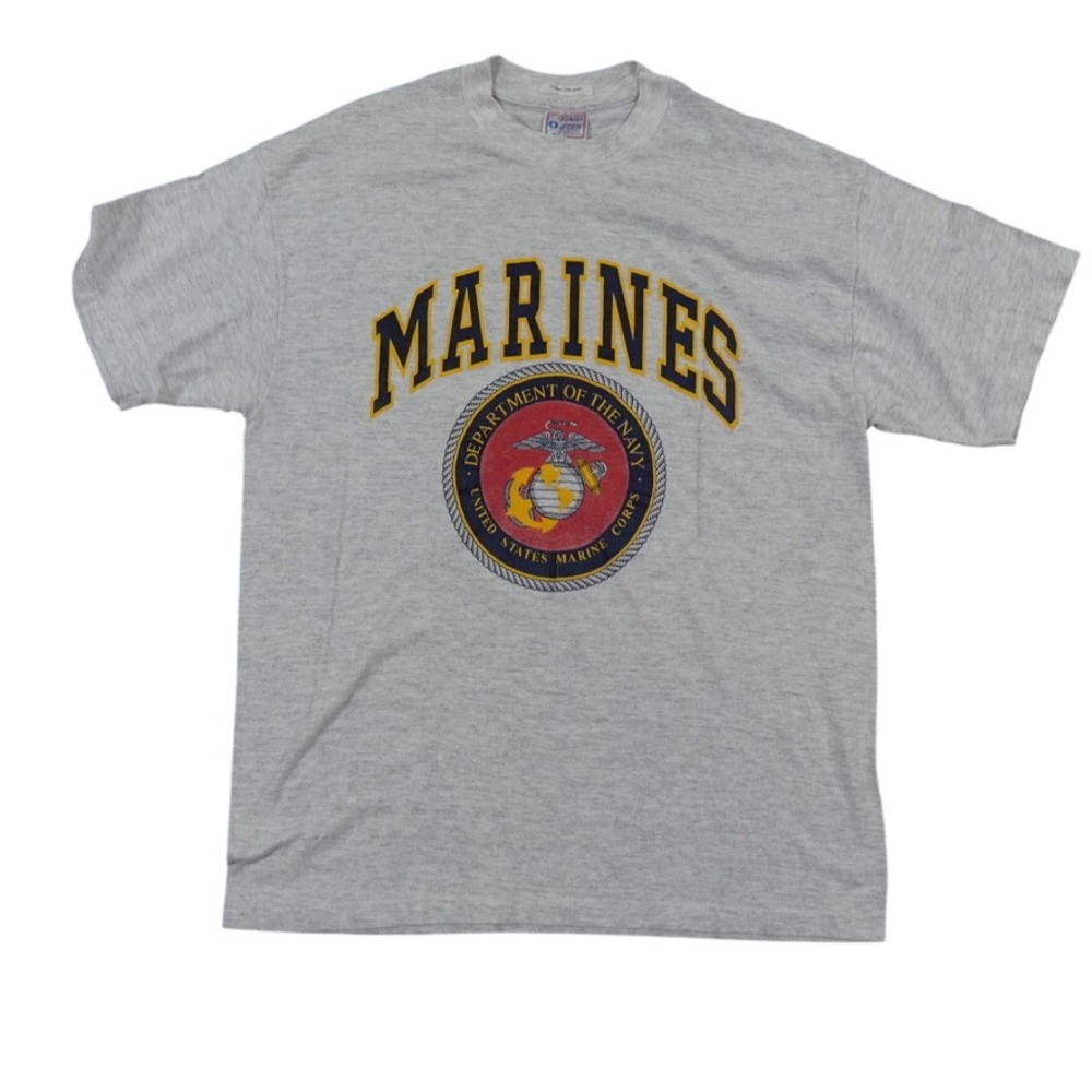 VTG USMC Marine Corps Logo Motion T Shirt Men XL Gray Single Stitch USA Military